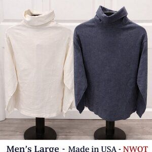 Roundtree & Yorke Turtleneck Bundle Men’s Large Blue & Cream Made USA NWOT